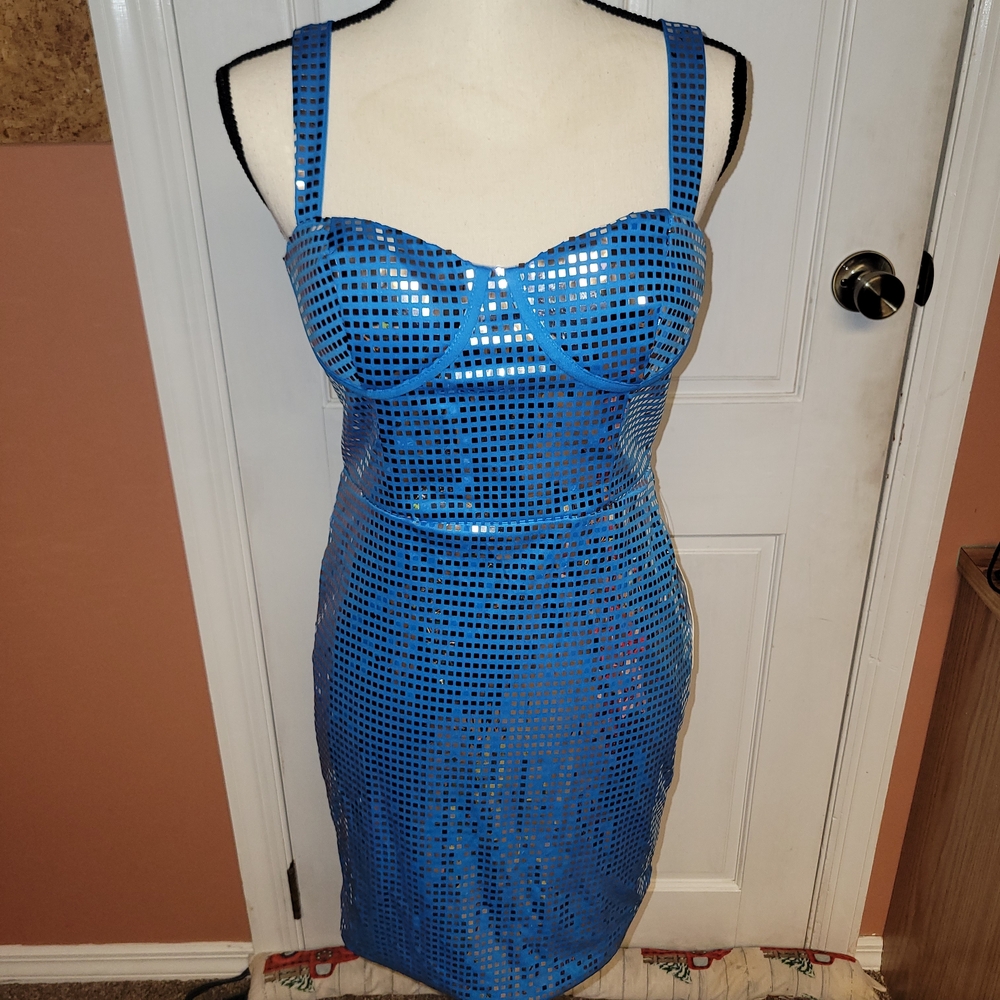 Blue Sequin Bodycon Dress